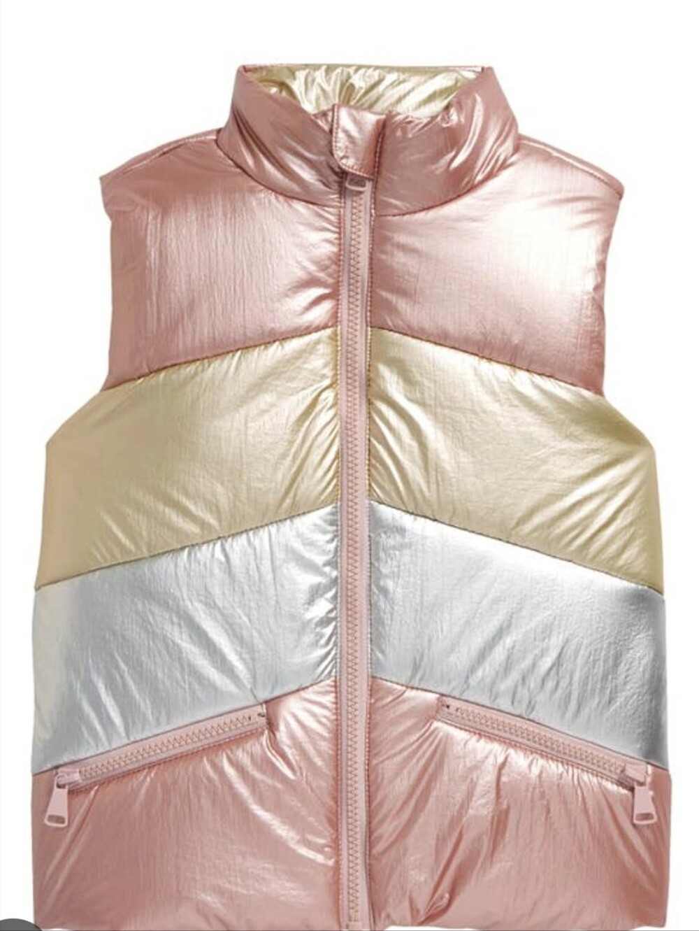 Tucker + Tate Quilted Metallic Puffer Vest In Pink Metallic